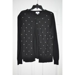 Old Navy Black & White Polka Dot Button Up